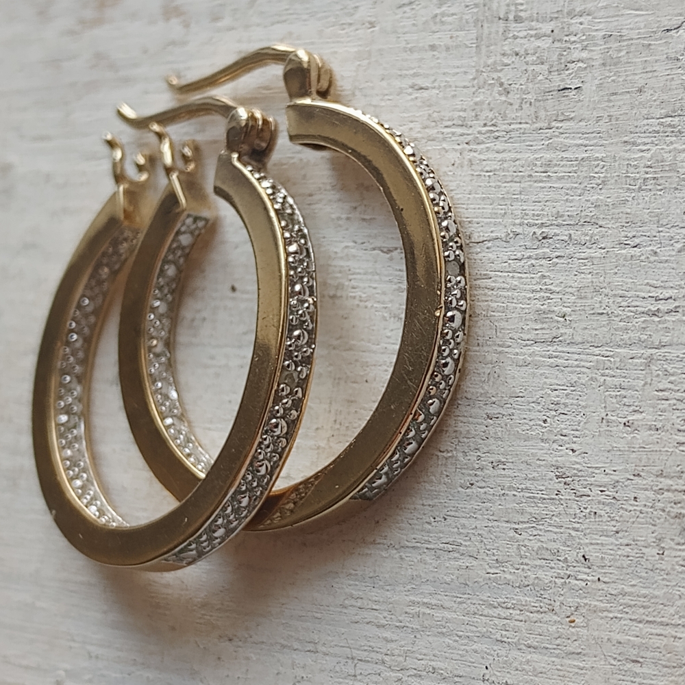 Gold & Diamond Hoop Earrings